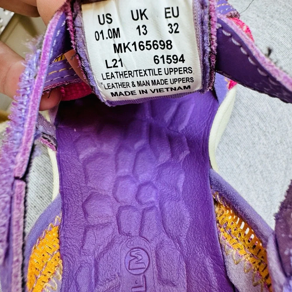 Merrell Dragonfly Water Sandals Kids Girls 1 Purple Pink Closed Toe Hiking
